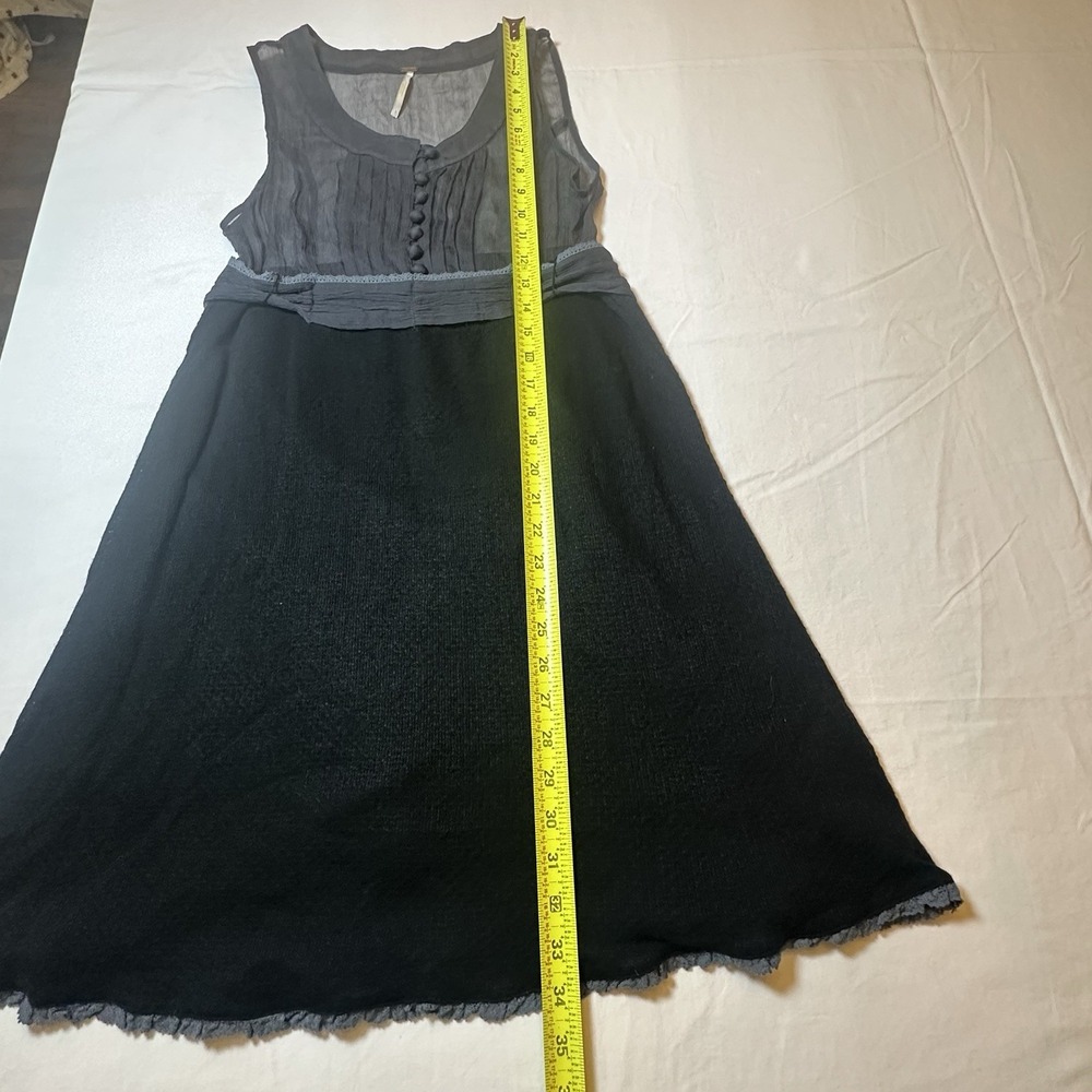 Free People Vintage Y2K Retro Babydoll Sleeveless Mini Black/Gray Dress Silk 4 - Picture 9 of 10